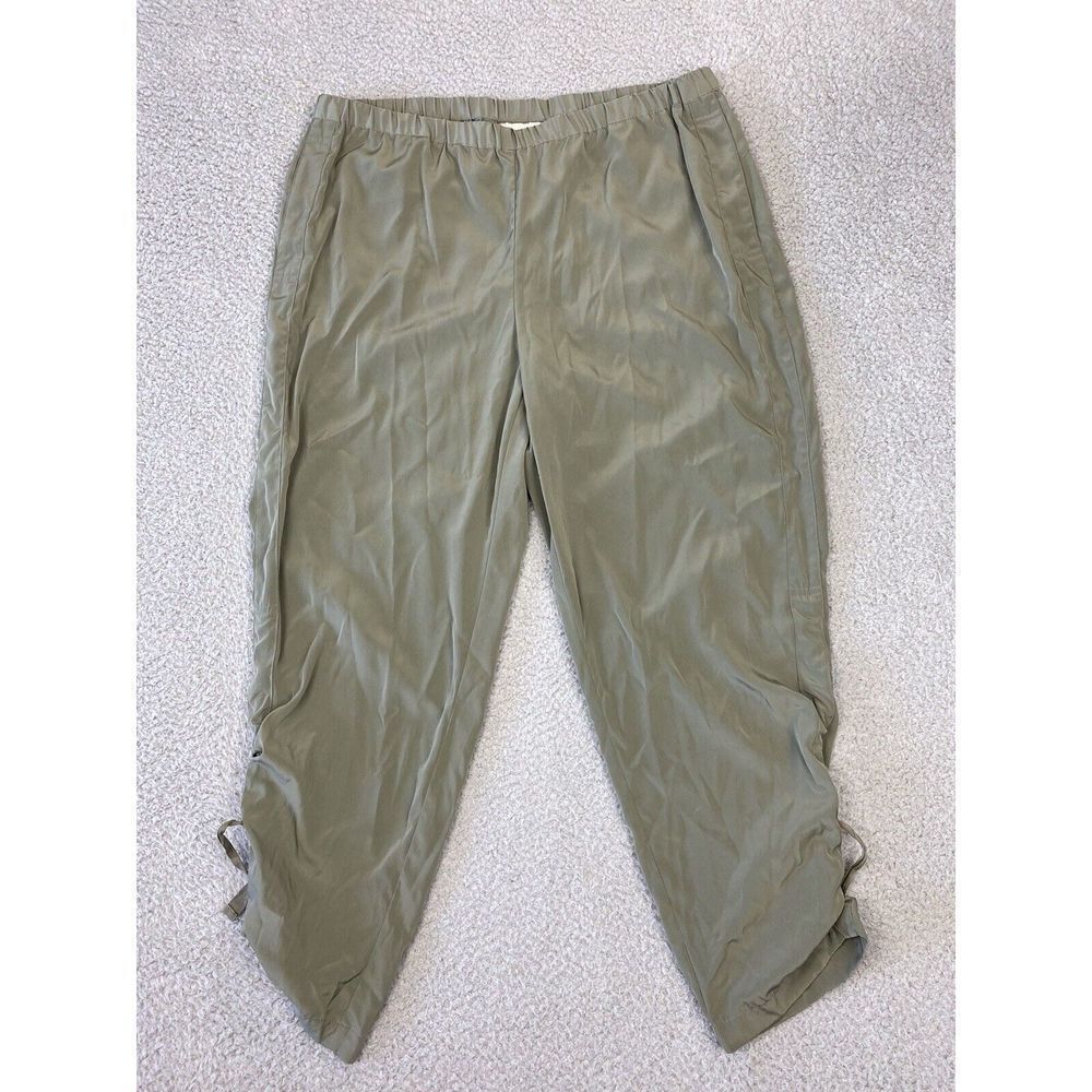 Chicos Joggers Womens 2.5/14 Pull On‎ Pants Green Ruched